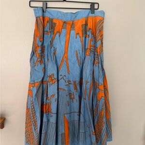 Studio West A-Line Skirt in Blue and Orange